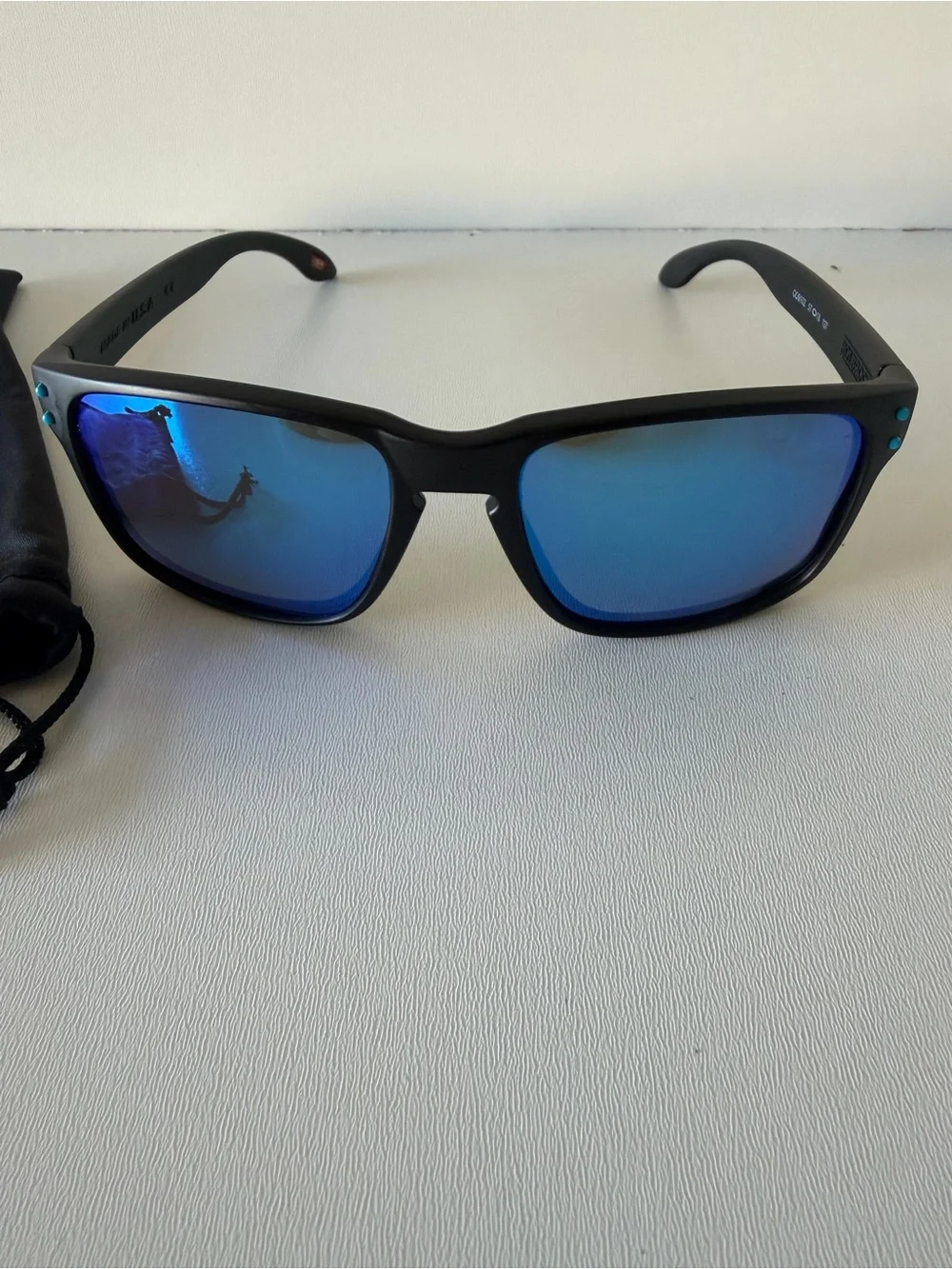 Men's Black Frame Sunglasses with Blue Mirrored Lenses
